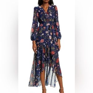 Eliza J Floral Metallic High-Low Dress